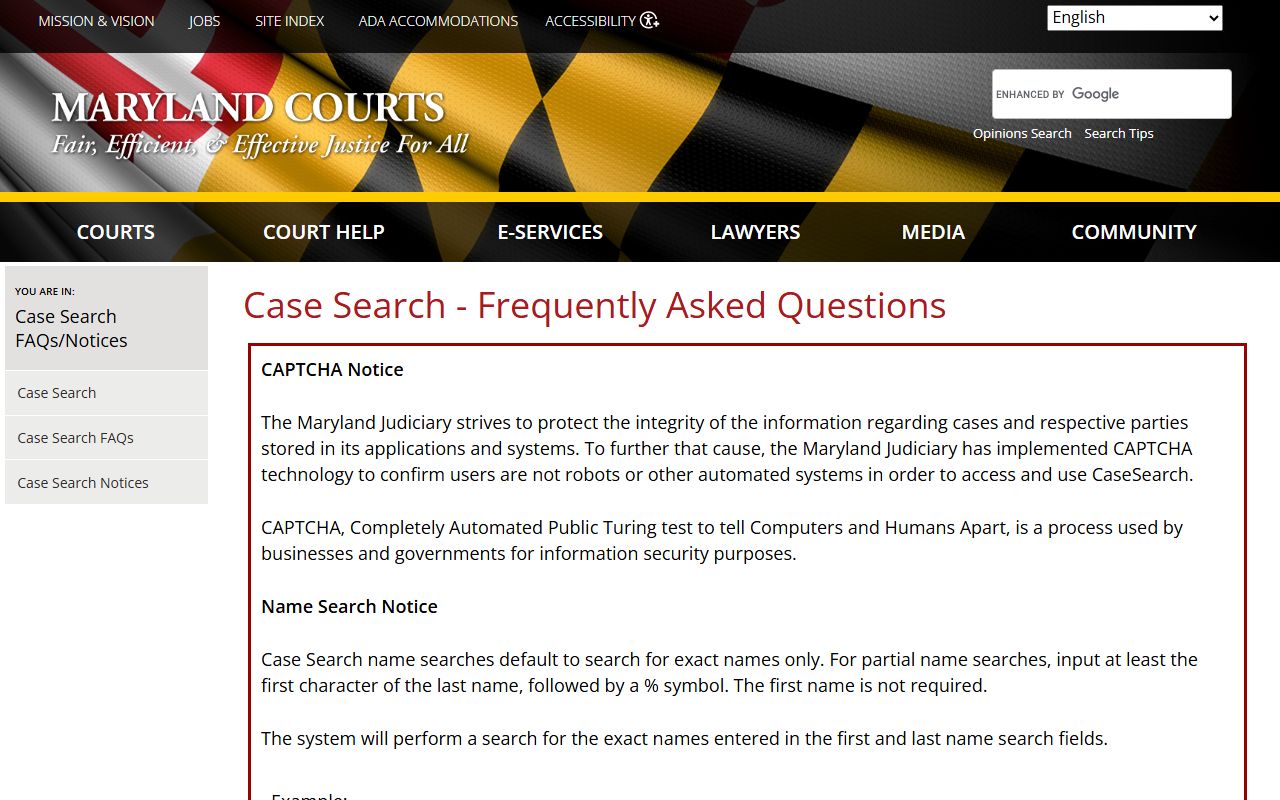 Dorchester County court records after arrest Case Search FAQ