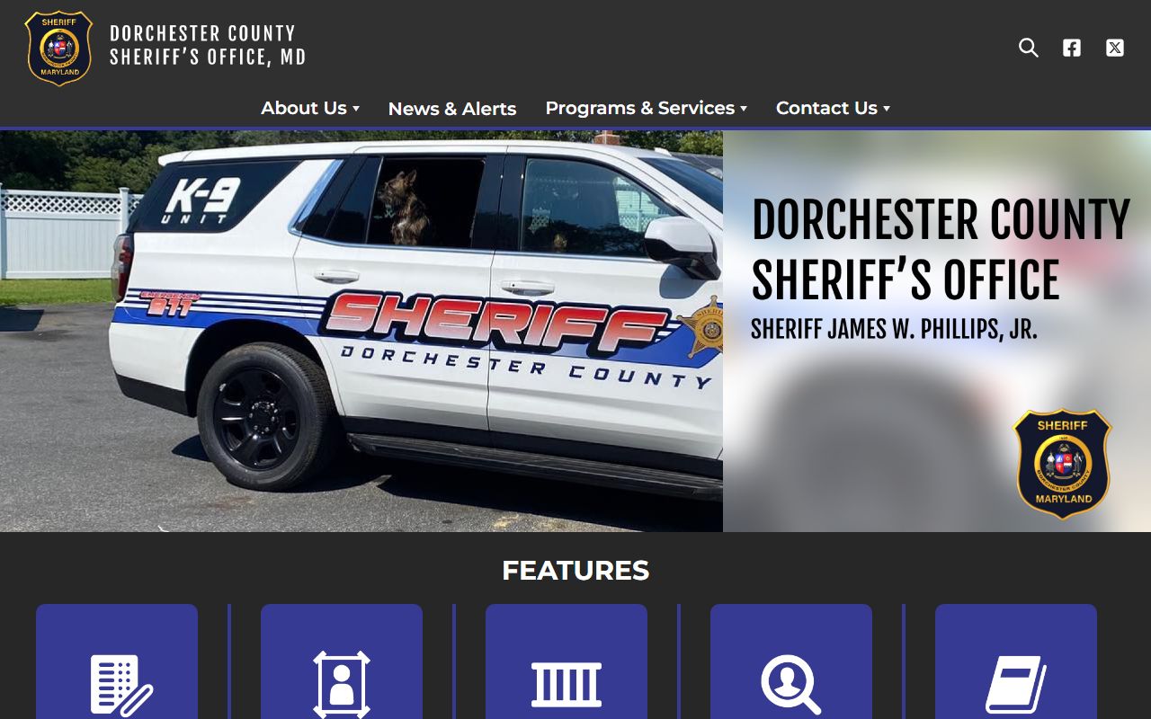 Dorchester County inmate population sheriff home page with inmate search feature